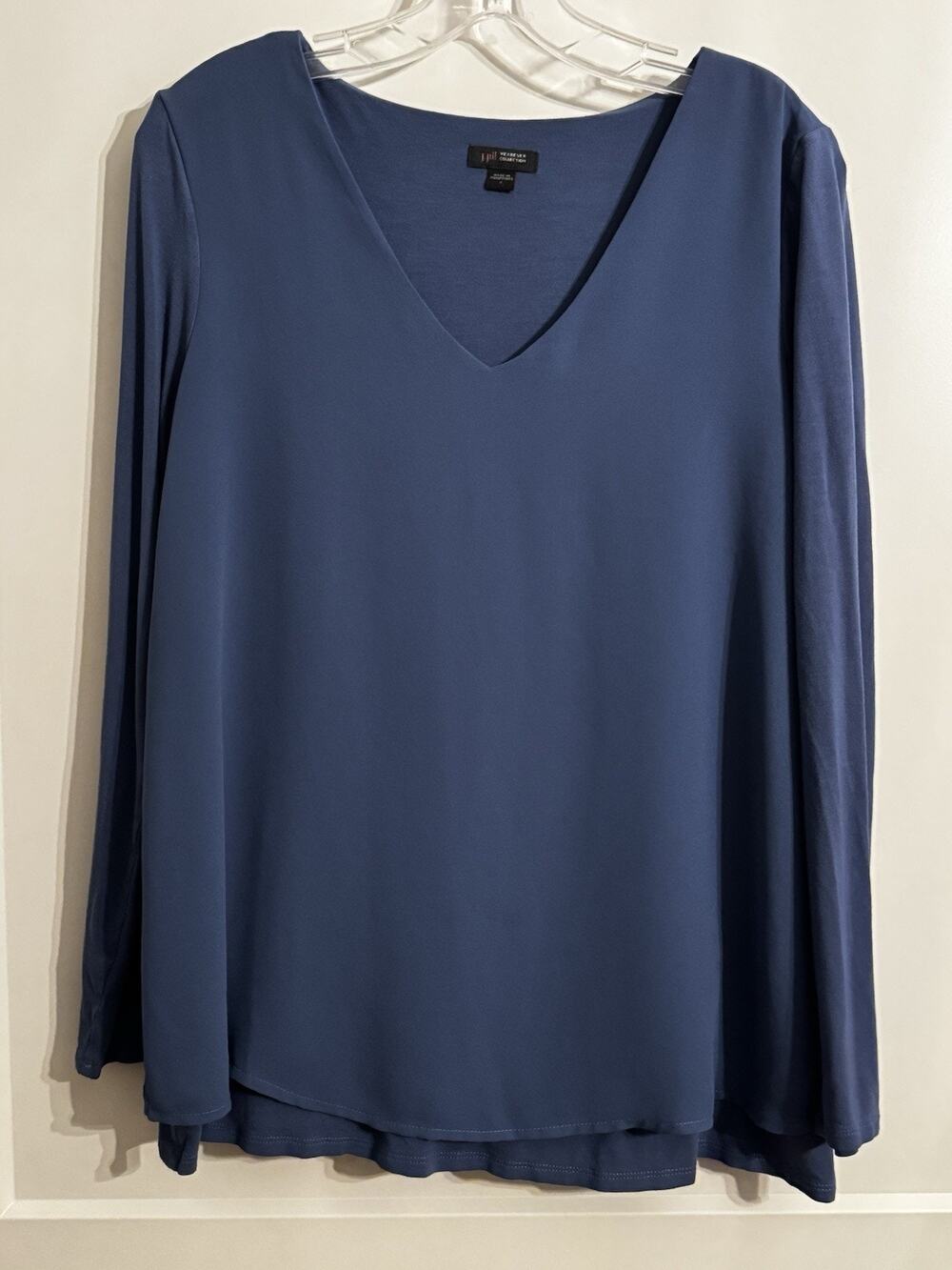 J. Jill Wearever Collection Blue Top Tunic Shirt Sz S V-Neck Comfort Travel